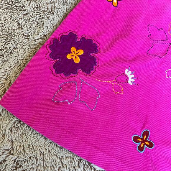 Hanna Andersson Pink Corduroy Sleeveless Embroidered Floral Dress Size: 10 - Picture 4 of 13